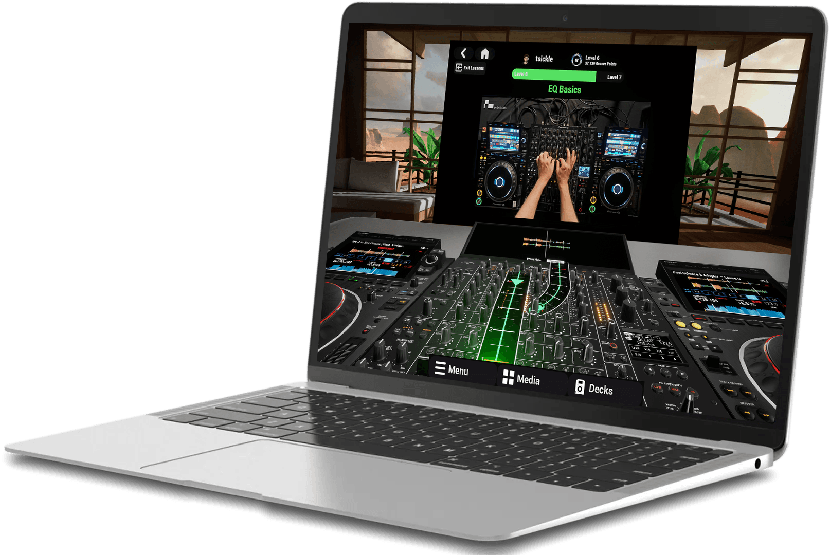 A Tribe Studio lesson running on a laptop